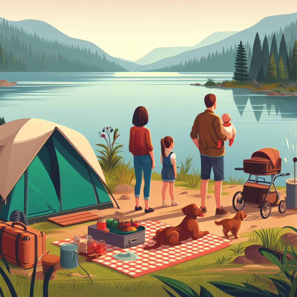 Family at a campsite