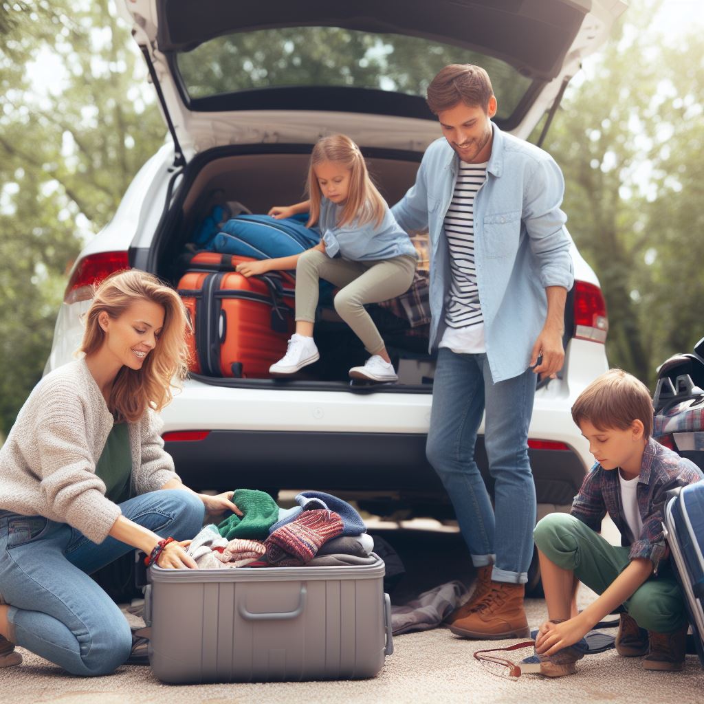 family packing the car